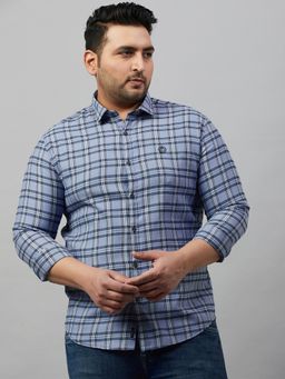 SHOWOFFFF - Men's Checked Blue Comfort Shirt