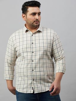 SHOWOFFFF - Men's Checked Off White Comfort Shirt