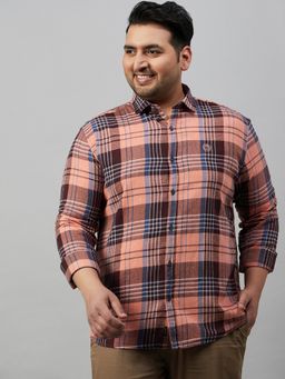 SHOWOFFFF - Men's Checked Peach Comfort Shirt