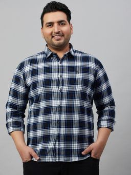 SHOWOFF - Men's Checked Blue Comfort Shirt