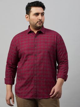 SHOWOFFFF - Men's Checked Maroon Comfort Shirt