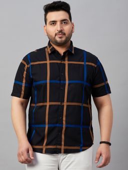 SHOWOFFFF - Men's Checked Black Regular Shirt