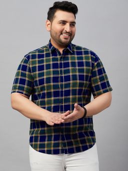SHOWOFFFF - Men's Checked Blue Regular Shirt