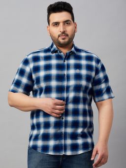 SHOWOFFFF - Men's Checked Blue Regular Shirt