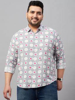 SHOWOFFFF - Men's Printed Grey Smart Shirt