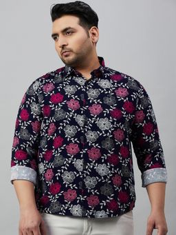 SHOWOFFFF - Men's Printed Navy Blue Smart Shirt