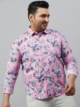 SHOWOFFFF - Men's Printed Pink Smart Shirt