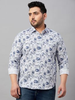 SHOWOFFFF - Men's Printed White Comfort Shirt
