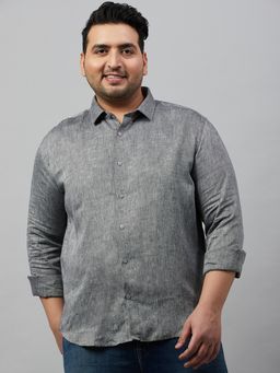SHOWOFFFF - Men's Self Design Grey Smart Shirt