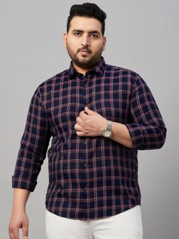 SHOWOFF - Men's Checked Navy Blue Regular Shirt