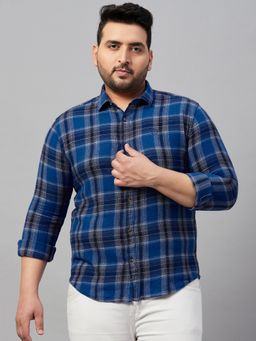 SHOWOFFFF - Men's Checked Blue Regular Shirt