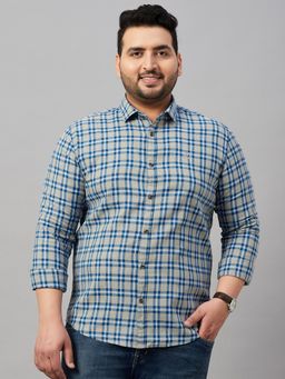 SHOWOFFFF - Men's Checked Blue Regular Shirt