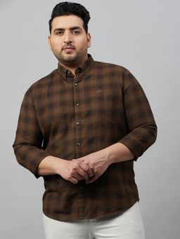 SHOWOFFFF - Men's Checked Brown Comfort Shirt