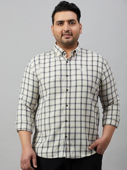 SHOWOFFFF - Men's Checked Off White Comfort Shirt