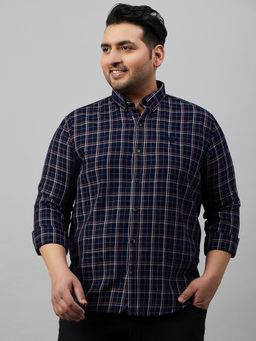 SHOWOFFFF - Men's Checked Navy Blue Comfort Shirt