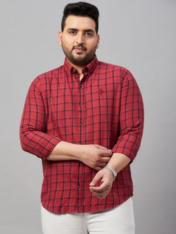 SHOWOFFFF - Men's Checked Maroon Comfort Shirt