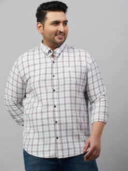 SHOWOFFFF - Men's Checked White Comfort Shirt
