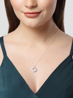 Karatcart - KUNUZ by 925 Sterling Silver Rhodium-Plated Creative Circle Pendant with Chain for Women
