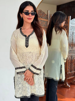 Label Aishwaryrika - Butter Noir Chikankari Short Kurti