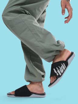 SOLETHREADS - Skyscraper Black Grey Woven Men Slides