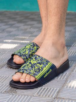 SOLETHREADS - Slide Splash Navy Printed Men Sliders