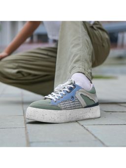 SOLETHREADS - Cypher Solid Olive & Blue Women Sneakers