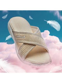 SOLETHREADS - Grace Cross Solid Cream Women Sliders