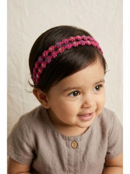 Choko - Floral Sequin Crochet Hairband for Girls - Berry Pink