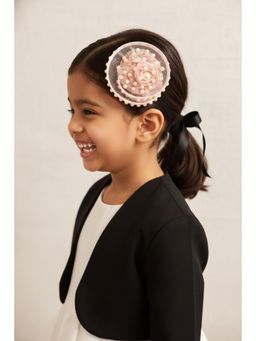 Choko - Glitter Pearl Mesh Hairclip for Girls – Beige Festive & Wedding Wear