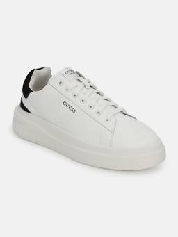 Guess - Women White Leather Lace-Ups Round Toe Elbina Sneakers