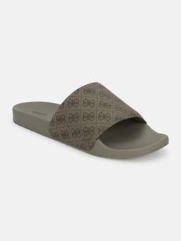 Guess - Men Green Polyester Slip-On Tokyo Sliders