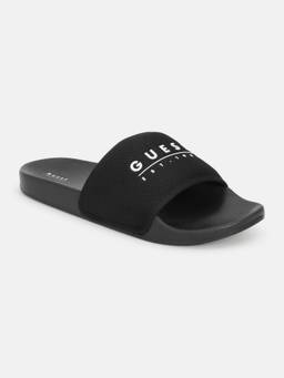 Guess - Men Black Polyester Slip-On Tokyom Sliders