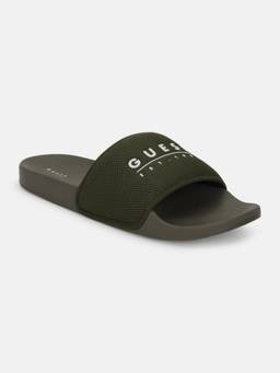 Guess - Men Green Polyester Slip-On Tokyom Sliders