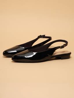 ERIDANI - Women Hayley Black Patent Slingback Sandals