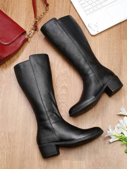 Teakwood - Women Black Heeled Casual Boots