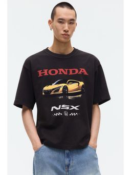 H&M - Men Black Loose Fit Printed T-Shirt