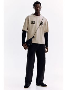 H&M - Men Beige Printed Loose Fit T-Shirt