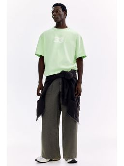 H&M - Men Green Printed Loose Fit T-Shirt