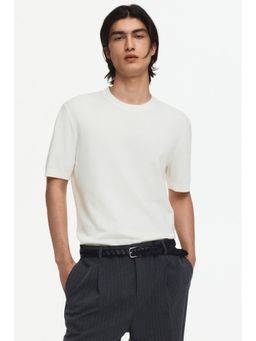 H&M - Men White Slim Fit Knitted T-Shirt
