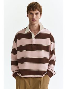 H&M - Men Pink Loose Fit Rugby Polo T-Shirt