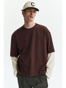H&M - Men Brown Loose Fit Boxy-Style T-Shirt