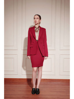 SHEEN COUTURE - Maroon Blazer with Skirt (Set of 2)