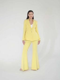 SHEEN COUTURE - Sly Lemon Yellow Formal Blazer with Pant (Set of 2)