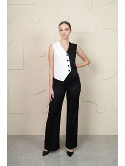 SHEEN COUTURE - Classic Black and White Waistcoat with Pant (Set of 2)