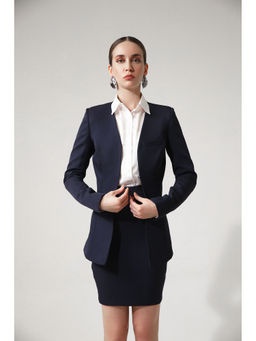 SHEEN COUTURE - Classic Navy Blue Blazer with Skirt (Set of 2)
