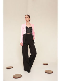 SHEEN COUTURE - Elegant Pink and Black Formal Blazer with Pant (Set of 2)