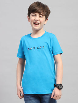 Monte Carlo - Boys Turquoise Round Neck Half Sleeve T-Shirt