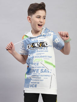 Monte Carlo - Boys Blue Printed Hooded Half Sleeve T-Shirt