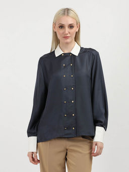Tommy Hilfiger - Black Solid Full Sleeves Shirt