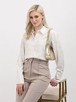 Tommy Hilfiger - White Stripes Full Sleeves Shirt